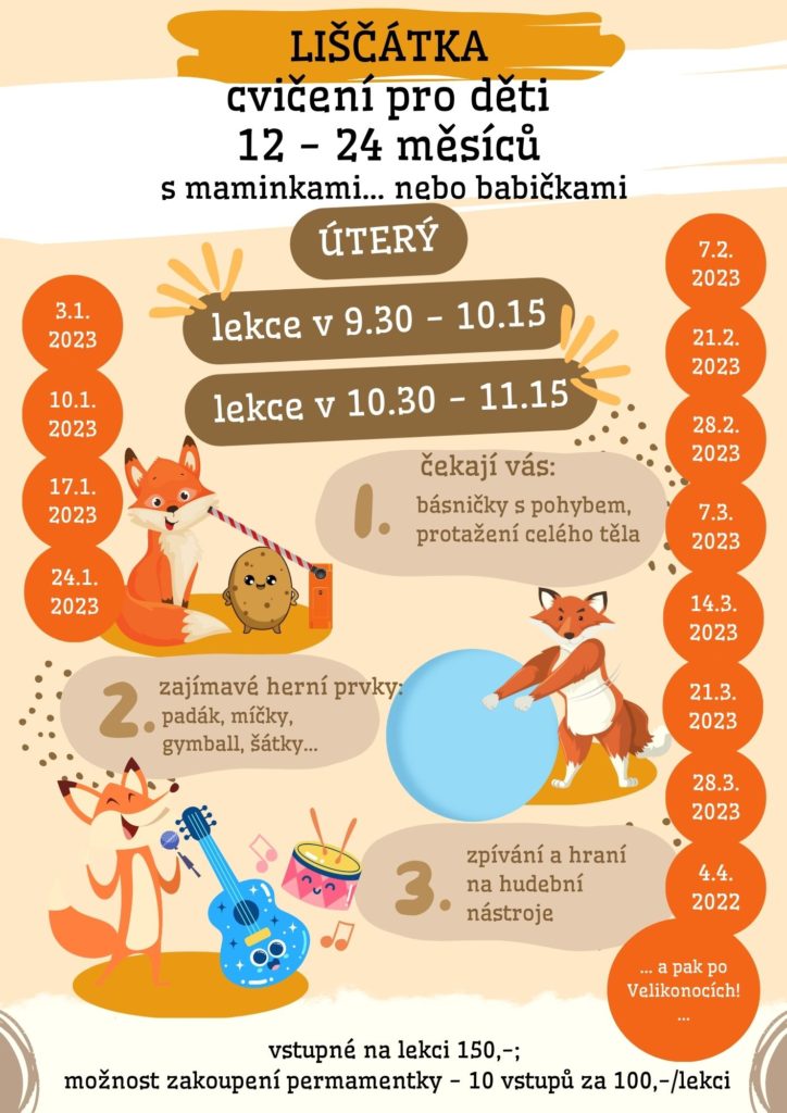 Liščátka – cvičení pro děti 12-24 měsíců @ Centrum Budulínek