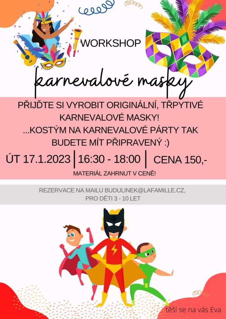 Workshop - karnevalové masky 17.1. @ Centrum Budulínek